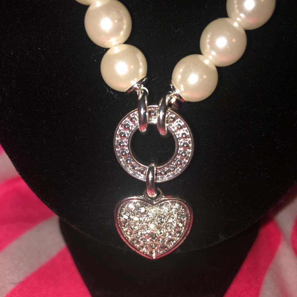 Pearl and Heart Charm Jewelry Set